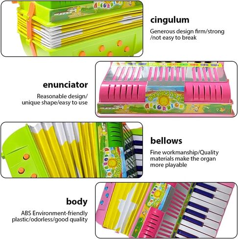 HXBER Mini 17-Key 6-bass Accordion ABS Material with Buckle Musical Instrument for Beginners Lightweight Button Accordion Hand-Eye Coordination Stage Performance in Saudi Arabia
