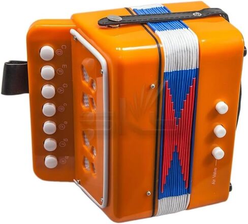 Sky Accordion Orange Pattern 7 Button 2 Bass Music Instrument Easy to Play *GREAT GIFT* in Saudi Arabia