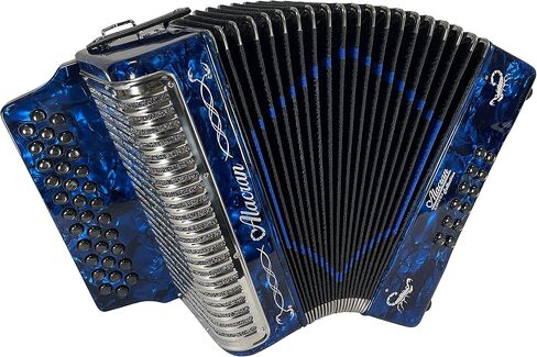 زي Alacran NAL3412 DLX Accordion: 34 زرًا، 12 أكورديون جهير مع علبة وأشرطة (Mi/EAD، أزرق داكن لؤلؤي) in Kuwait