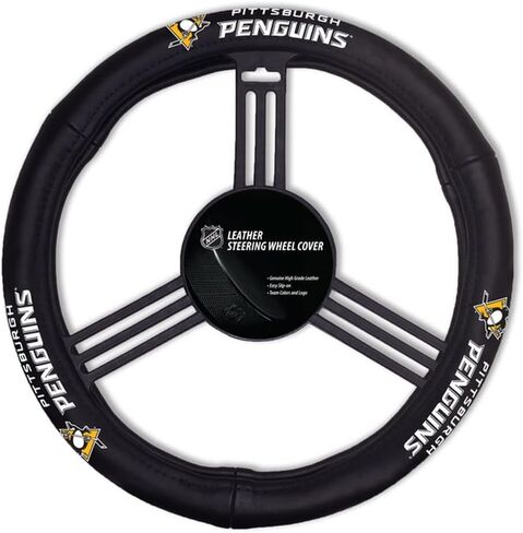 Fremont Die NHL Pittsburgh Penguins Steering Wheel CoverLeather, Black, One Size in Saudi Arabia