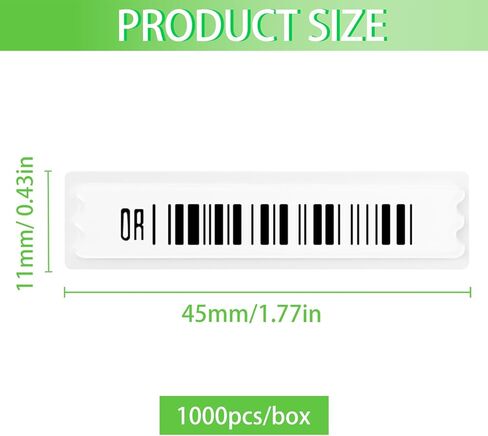 ملصق ملصقات أمان 58 كيلو هرتز، 1000 قطعة من الباركود المزيف، حزمة ملصقات باركود وهمية، علامات أمان، ملصقات ناعمة مع رموز شريطية وهمية لمعدات مكافحة السرقة للبيع بالتجزئة in Kuwait