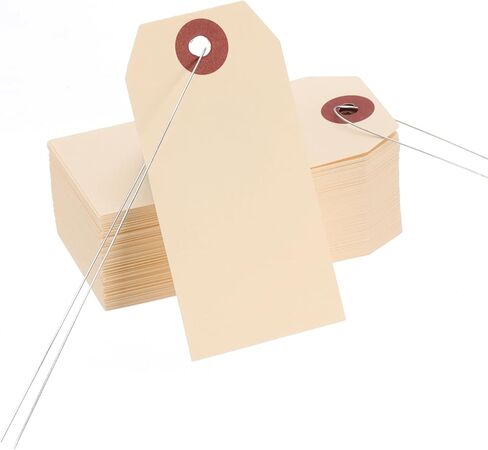 PATIKIL Blank Shipping Tags, 200Pcs 2-3/4" x 1-3/8" Shipping Tags with Wire Manila Hang Label Tag with Reinforced Eyelet for Inventory Gift Label, Light Yellow in Saudi Arabia