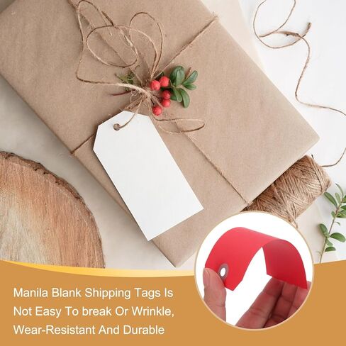PATIKIL Blank Shipping Tags, 200Pcs 2-3/4" x 1-3/8" Shipping Tags with Wire Manila Hang Label Tag with Reinforced Eyelet for Inventory Gift Label, Light Yellow in Saudi Arabia