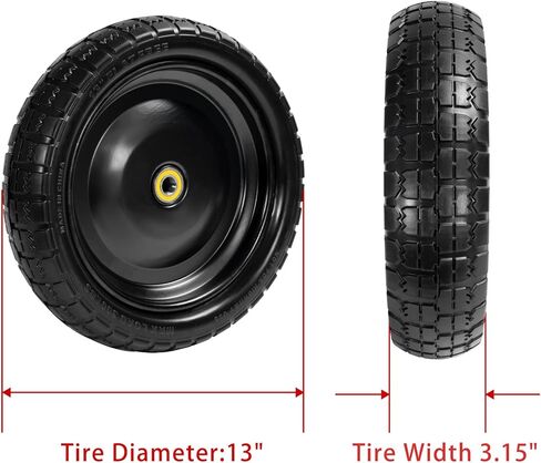 Parts Camp For Gorilla Cart Wheels 13-Inch replacement gorilla cart tires 4.00-6 Flat-free Solid Tire and Wheel For Hand Trucks/Garden Carts/Wheelbarrow/Dolly-5/8"Axle Borehole 2.1"Hub offset (2 Pack) in Kuwait
