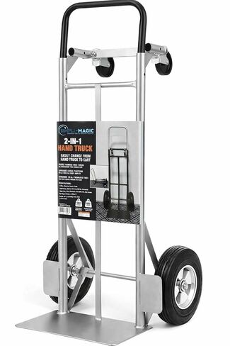 Simpli-Magic 2-in-1 Convertible Hand Truck Dolly, 800 lb Capacity, Heavy Duty with Upgraded Rubber Wheels, Folding Platform Cart in Kuwait