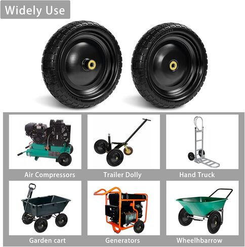 Parts Camp For Gorilla Cart Wheels 13-Inch replacement gorilla cart tires 4.00-6 Flat-free Solid Tire and Wheel For Hand Trucks/Garden Carts/Wheelbarrow/Dolly-5/8"Axle Borehole 2.1"Hub offset (2 Pack) in Kuwait