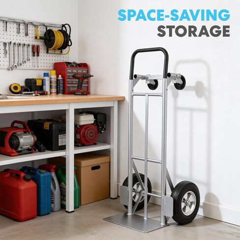 Simpli-Magic 2-in-1 Convertible Hand Truck Dolly, 800 lb Capacity, Heavy Duty with Upgraded Rubber Wheels, Folding Platform Cart in Kuwait