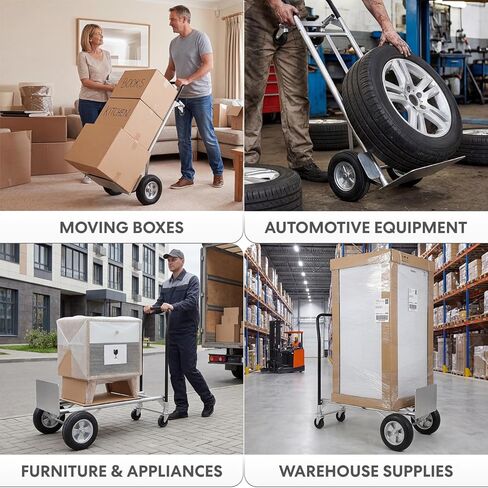 Simpli-Magic 2-in-1 Convertible Hand Truck Dolly, 800 lb Capacity, Heavy Duty with Upgraded Rubber Wheels, Folding Platform Cart in Kuwait