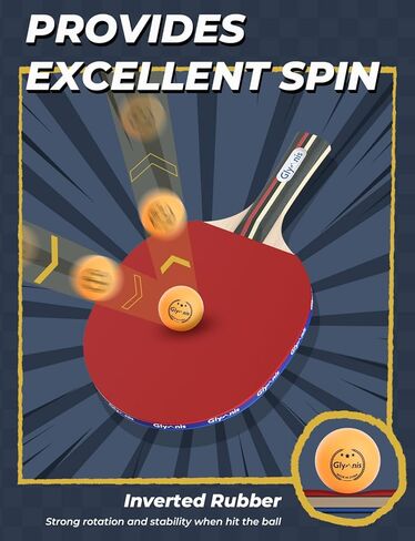 Glymnis Ping Pong Paddles Set, Ping Pong Balls with Retractable Net,Table Tennis Rackets with Carry Bag, Indoor/Outdoor Table Tennis Game Accessories in Kuwait