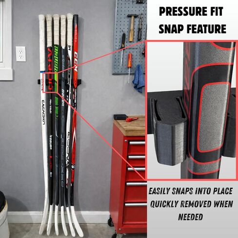 Hockey Stick Wall Mount Holder | Capable of Holding Up to 6 Ice Hockey Sticks | Only Compatible with Senior/Adult Sticks | All Required Hardware Included in Saudi Arabia