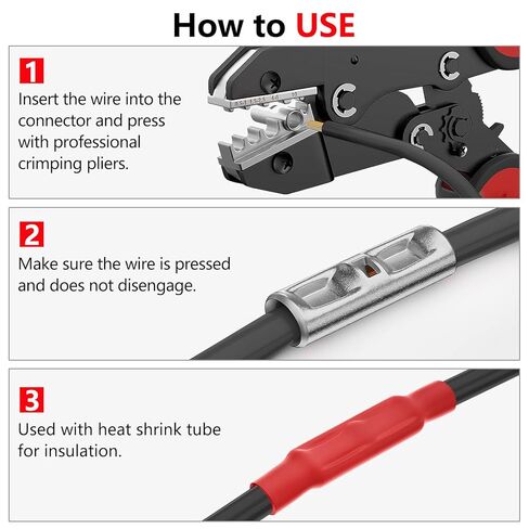 BAALA 520 PCS Non Insulated Butt Connectors Kit,26-8 Gauge Butt Splice Connector Uninsulated Wire Splice Connectors, Tinned Copper Marine Grade Seamless Barrel Crimping Butt Terminals in Saudi Arabia