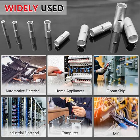 BAALA 520 PCS Non Insulated Butt Connectors Kit,26-8 Gauge Butt Splice Connector Uninsulated Wire Splice Connectors, Tinned Copper Marine Grade Seamless Barrel Crimping Butt Terminals in Saudi Arabia