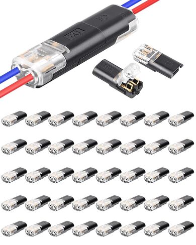 40PCS Pluggable Low Voltage Wire Connectors,Double Wire Plug in Connector with Locking Buckle,Led Light Strip Connectors 2 Pin,Fits 24-20 AWG Stranded,No Wire Stripping Cutting. in Kuwait