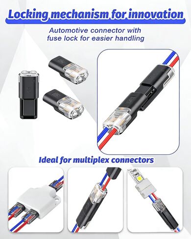 40PCS Pluggable Low Voltage Wire Connectors,Double Wire Plug in Connector with Locking Buckle,Led Light Strip Connectors 2 Pin,Fits 24-20 AWG Stranded,No Wire Stripping Cutting. in Kuwait