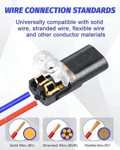 40PCS Pluggable Low Voltage Wire Connectors,Double Wire Plug in Connector with Locking Buckle,Led Light Strip Connectors 2 Pin,Fits 24-20 AWG Stranded,No Wire Stripping Cutting. in Kuwait