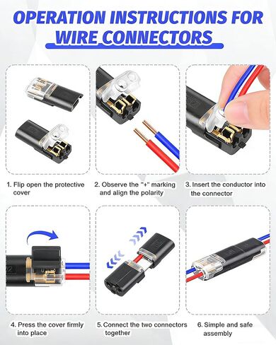 40PCS Pluggable Low Voltage Wire Connectors,Double Wire Plug in Connector with Locking Buckle,Led Light Strip Connectors 2 Pin,Fits 24-20 AWG Stranded,No Wire Stripping Cutting. in Kuwait