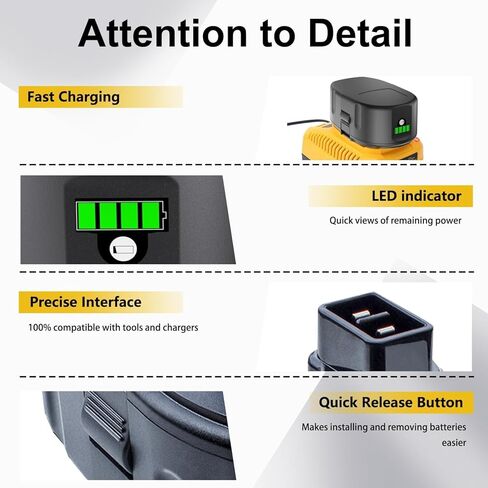 FSKE 2Pack 6.5Ah DC9096 18V Battery Replacement for Dewalt 18V Battery DC9096 DC9098 DC9099 DE9039 DE9095 DE9096 DE9098 DW9095 DW9096 DW9098 DE9503 DC9182 in Kuwait