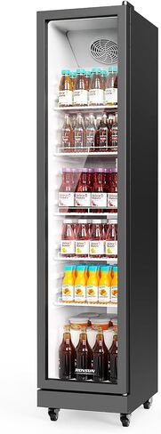 ROVSUN 7.1 Cu.Ft Commercial Beverage Refrigerator ETL NSF, Slim Merchandiser Refrigerator Display Refrigerator Beverage Cooler Glass Door Fridge w/Adjustable Shelves LED Light for Bar Restaurant Cafe in Kuwait