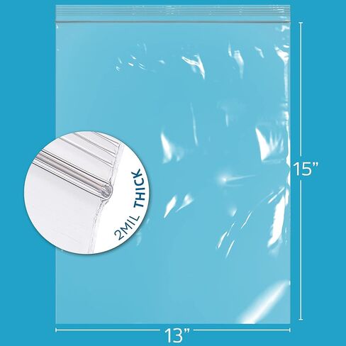 GPI - 2 Gallon Zip Bags, 13" x 15" Large Reclosable Lock Zip Bags, Clear Plastic Zipper Storage Bags with Zip Top Lock for Freezer, Clothing, Food, Documents & Supplies - 100 Count in Saudi Arabia