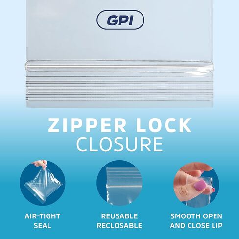 GPI - 2 Gallon Zip Bags, 13" x 15" Large Reclosable Lock Zip Bags, Clear Plastic Zipper Storage Bags with Zip Top Lock for Freezer, Clothing, Food, Documents & Supplies - 100 Count in Saudi Arabia