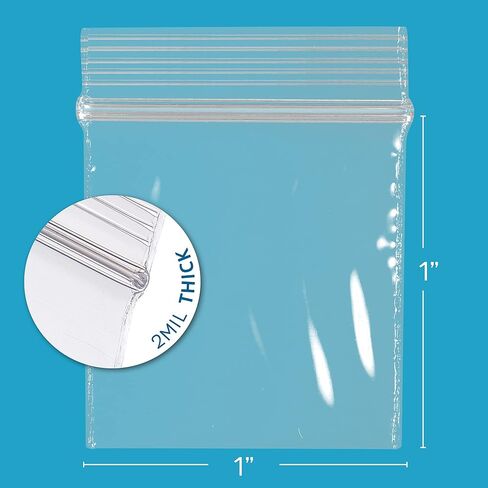 GPI - 1" x 1" Tiny Zip Bags, Clear Plastic Reclosable Jewelry Bags, 2.5 Mil Thick, with Resealable Zip Top Lock for Jewelry, Pills, Meds, Powders, Beads, Seeds, etc. - 100 Pack in Saudi Arabia
