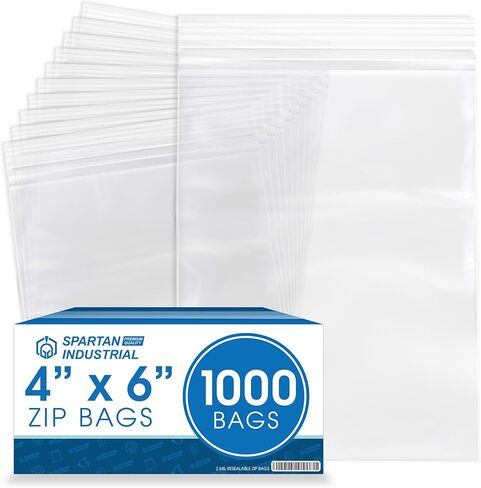 Spartan Industrial - 4" X 6" (1000 Count) 2 Mil Clear Reclosable Zip Plastic Poly Bags with Resealable Lock Seal Zipper in Kuwait