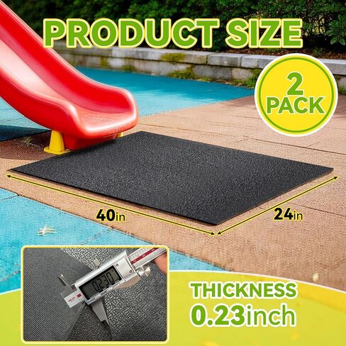 2-حزمة من سجادات الملعب الخارجية، 40 بوصة طول × 24 بوصة عرض، سجادات حماية للملعب من مادة PVC عالية الكثافة مع نسيج مضاد للانزلاق على الوجهين للأراجيح والشرائح in Kuwait