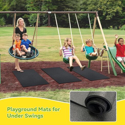 2-حزمة من سجادات الملعب الخارجية، 40 بوصة طول × 24 بوصة عرض، سجادات حماية للملعب من مادة PVC عالية الكثافة مع نسيج مضاد للانزلاق على الوجهين للأراجيح والشرائح in Kuwait