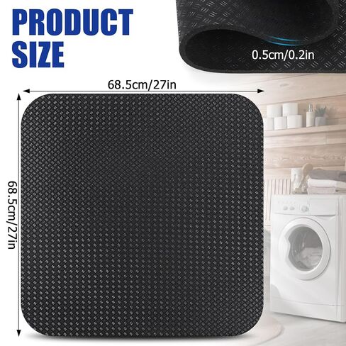 Doubled-Sided Non Slip Under Washing Machine Mat, 27" x 27" Compact Anti Vibration Mat for Washing Machine, Heavy Duty Washer and Dryer Mats for Floor Protection Under Refrigerator Mats in Kuwait