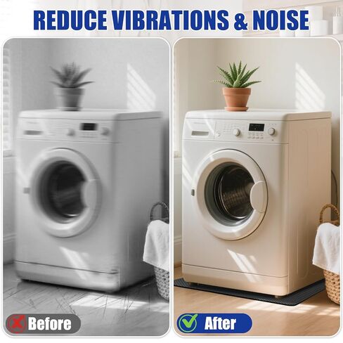 Doubled-Sided Non Slip Under Washing Machine Mat, 27" x 27" Compact Anti Vibration Mat for Washing Machine, Heavy Duty Washer and Dryer Mats for Floor Protection Under Refrigerator Mats in Kuwait