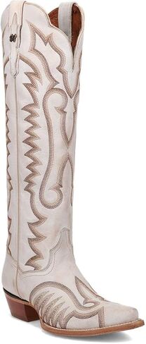 Dan Post Boots Womens Josie Embroidered Snip Toe Casual Boots Mid Calf Low Heel 1-2" - White in Kuwait