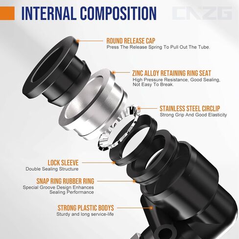 3/8 "أنبوب OD إلى 1/4" NPT دفع الموضوع لتوصيل التركيبات، تركيبات خرطوم هواء سريع هوائي، ذكر مستقيم + كوع، PC+PL (12 قطعة) in Kuwait