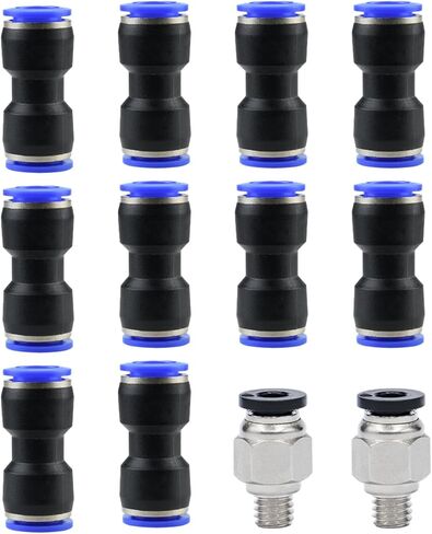 10 قطع من موصل أنبوب تركيب PU4 وقطعتين من تركيب مستقيم هوائي PC4-M6 لأنواع مختلفة من الطابعات ثلاثية الأبعاد، مناسبة لأنابيب PTFE بقطر خارجي 4 مم، خيط M6 in Kuwait