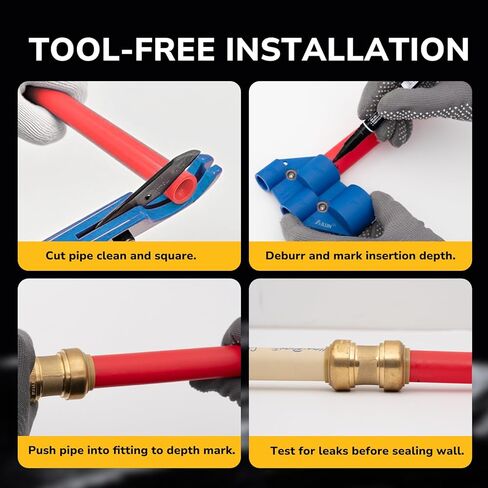 3/4" PTC to 1" NPT Male Reducing Adapter Push-Fit, Push to Connect Brass Plumbing Fitting for Copper, CPVC, PEX Pipes, With Upgraded Stiffener, Disconnect Clip Included, NSF & UPC Certified in Kuwait