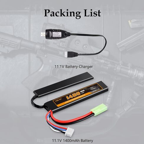3S Airsoft Battery 11.1V 1400mAh Lipo Battery with Mini Tamiya Plug Rechargeable 30C High Discharge Rate Lipo Battery with Charger Fit for Airsoft Model Guns in Kuwait