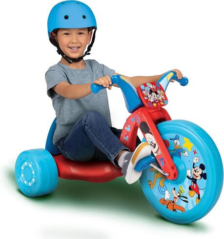 Mickey Mouse Ride-On 15" Fly Wheels Cruiser Tricycle Bike, Trike Has Built-in Light on Both Sides of Big Wheel, Ages 3-7, for Kids 41"-44" Tall - 70 lbs. Weight Limit in Saudi Arabia