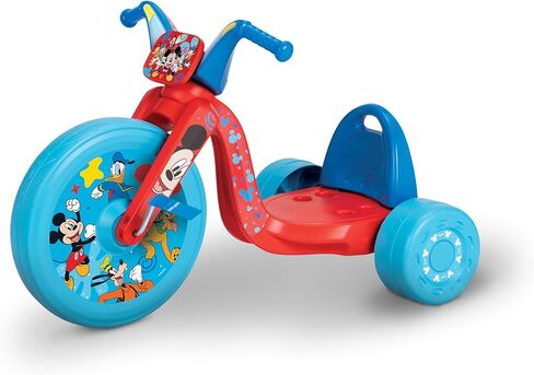 Mickey Mouse Ride-On 15" Fly Wheels Cruiser Tricycle Bike, Trike Has Built-in Light on Both Sides of Big Wheel, Ages 3-7, for Kids 41"-44" Tall - 70 lbs. Weight Limit in Saudi Arabia