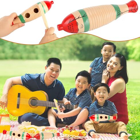 8 Sets Wood Guiro Instrument Fish Shaped with Scraper Colorful Latin Musical Percussion with Rhythm Sticks Music Early Learning in Saudi Arabia