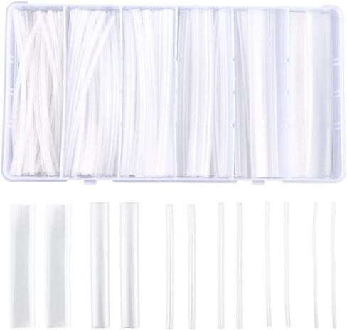 100Pcs 6 Size Heat Shrink Tubing Kit Clear PE Heat Shrinkable Tubing Cable Wrap Kit Waterproof Durable Fusion Splice Protection Sleeve for Electric Insulation and Repairs in Kuwait