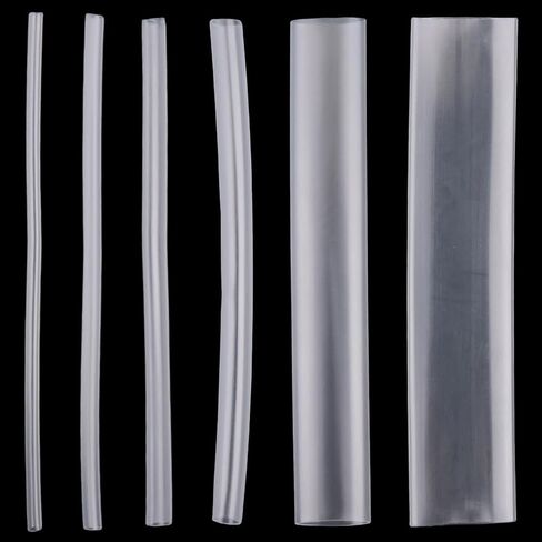 100Pcs 6 Size Heat Shrink Tubing Kit Clear PE Heat Shrinkable Tubing Cable Wrap Kit Waterproof Durable Fusion Splice Protection Sleeve for Electric Insulation and Repairs in Kuwait