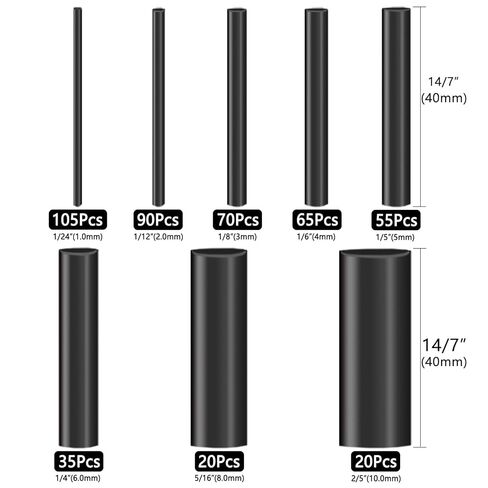 460 قطعة من أنابيب الانكماش الحراري، أنابيب الانكماش الحراري الصناعية السوداء للأسلاك، غلاف منكمش حراري من الدرجة البحرية 2:1، شريط انكماش حراري كهربائي كبير ممتاز مقاوم للماء (8 أحجام) in Kuwait