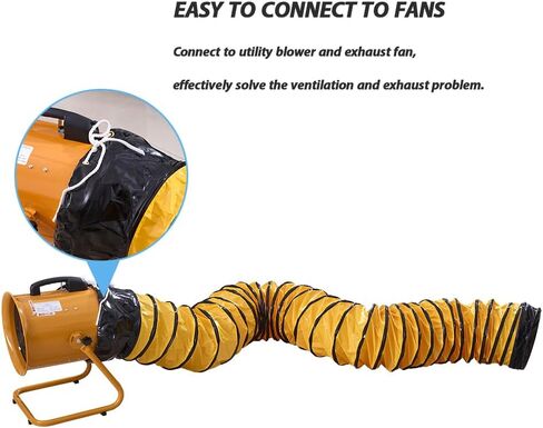 خرطوم مجاري PVC مرن بطول 16 قدم لمروحة عادم تهوية منفاخ المرافق مقاس 10 بوصة مع حبل قابل للتعديل (10 بوصة × 16 قدم) in Kuwait