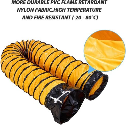 خرطوم مجاري PVC مرن بطول 16 قدم لمروحة عادم تهوية منفاخ المرافق مقاس 10 بوصة مع حبل قابل للتعديل (10 بوصة × 16 قدم) in Kuwait