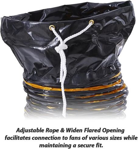 خرطوم مجاري PVC مرن بطول 16 قدم لمروحة عادم تهوية منفاخ المرافق مقاس 10 بوصة مع حبل قابل للتعديل (10 بوصة × 16 قدم) in Kuwait