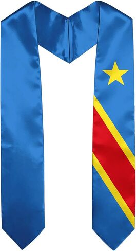 Dem Rep of the Congo Kinshasa Flag Graduation Sash Satin Scarf 72" Stole for Abroad Student International Study Class in Kuwait