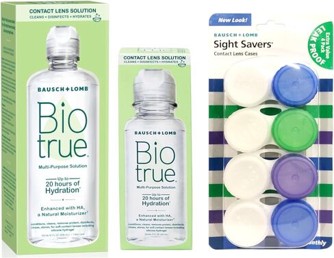 Biotrue Multi-Purpose Solution 10 fl oz, Sight Savers Contact Lens Cases 4 Ct, and Biotrue Multi-Purpose Solution 2 fl oz in Kuwait