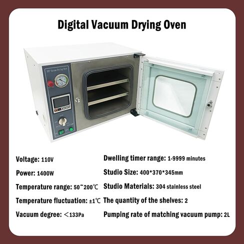 Digital Vacuum Drying Oven 1.9 Cu Ft Vacuum Drying Boxes for Drying and Heating Processes 2 Layers 1400W Stainless Steel 110V in Kuwait