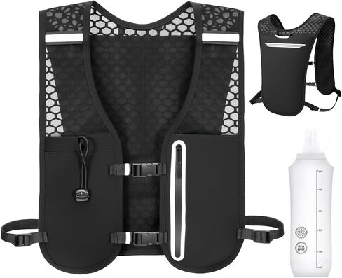سترة الترطيب للجري، سترة جري بأشرطة صدر قابلة للتعديل للنساء والرجال مع قارورة ناعمة 500 مل، سترة للعدائين خفيفة الوزن للنساء للمشي لمسافات طويلة والجري وركوب الدراجات وسباق الماراثون in Kuwait