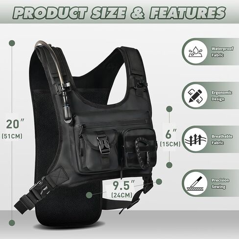 Hydration Running Vest Backpack with 2L Water Bladder - Lightweight & Reflective Chest Pack, Includes Tactical Gun Holster & Free Carabiner for Hiking, Running, Cycling, Marathon (Men & Women) in Saudi Arabia