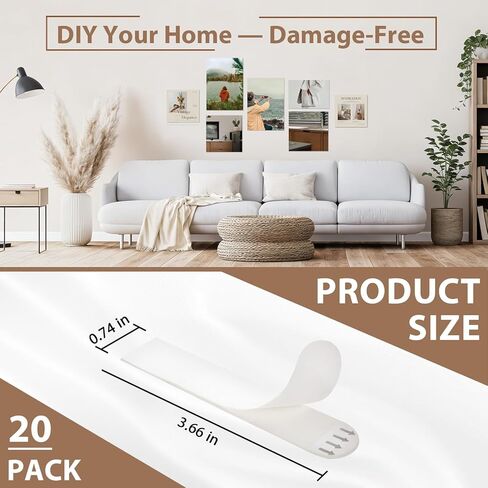 20 حزمة من شرائط تعليق الصور، لا توجد أدوات، شرائط تعليق على الحائط للملصقات، شماعات صور معلقة خالية من التلف، إزالة خالية من التلف in Kuwait